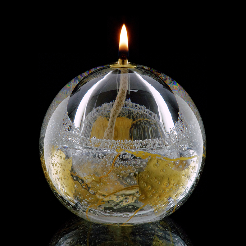 Lampe à huile feuilles d'or – La Cristallerie
